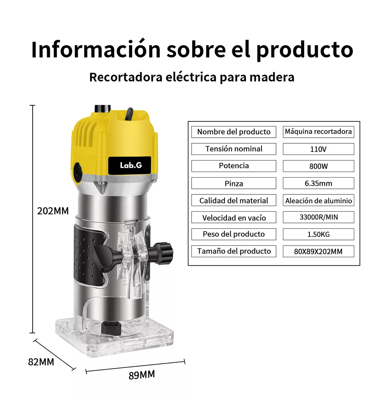Foto 5 pulgar | Router Madera Recortadora Rebajadora 800w /15 Brocas Carburo Amarillo