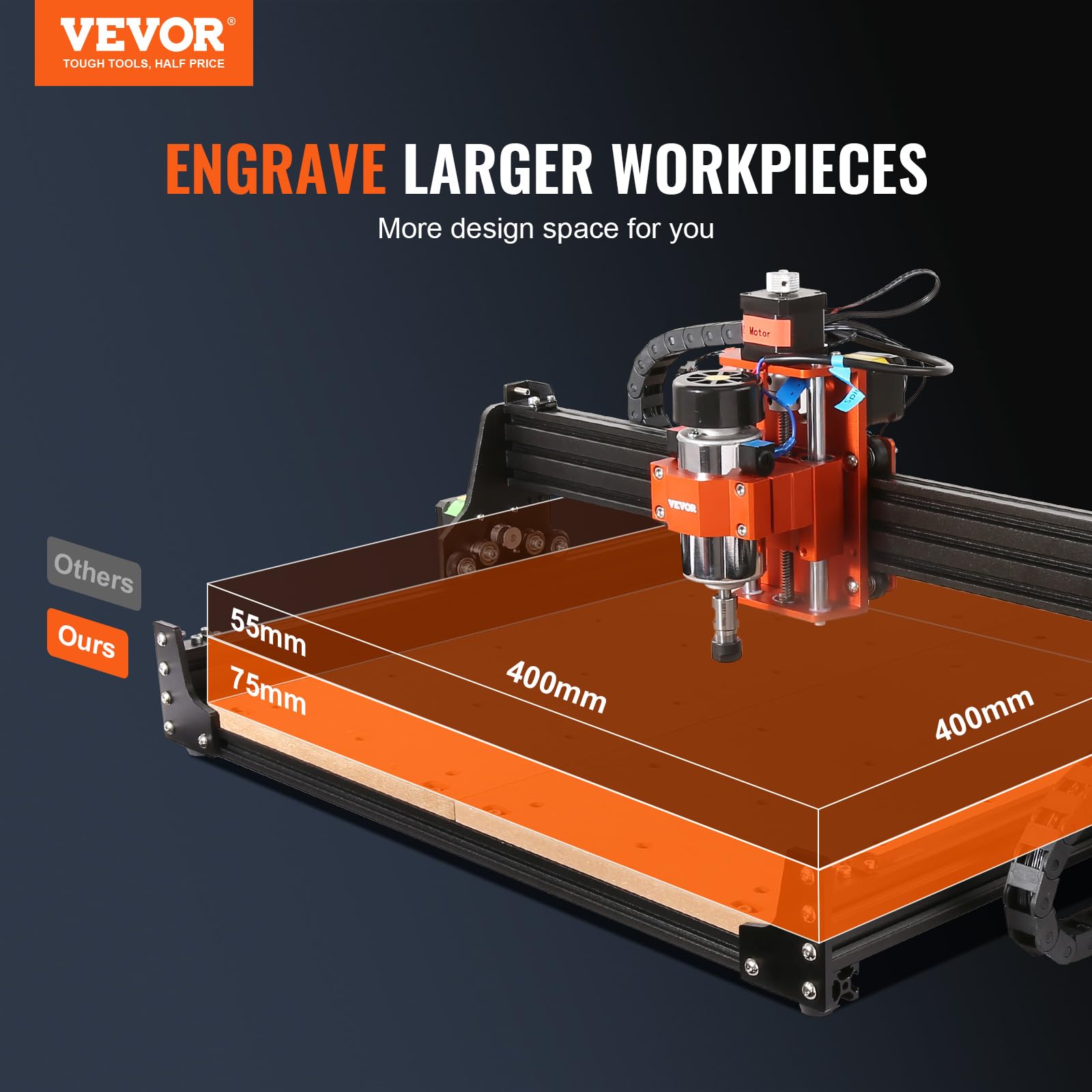 Foto 2 | Máquina Enrutadora Cnc Vevor 300w De 3 Ejes Grbl Control 400x400 Mm - Venta Internacional.