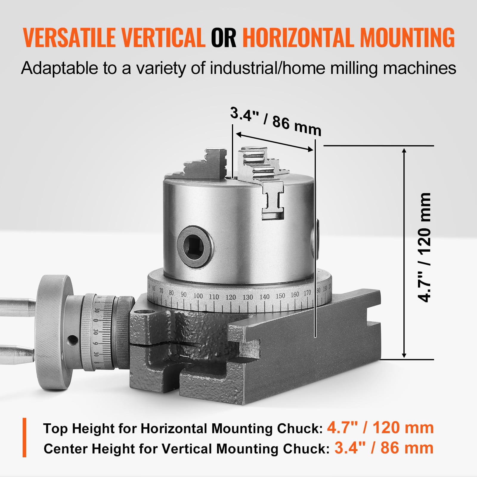 Foto 6 pulgar | Fresadora Vertical Horizontal De Mesa Giratoria Vevor De 100 Mm - Venta Internacional.