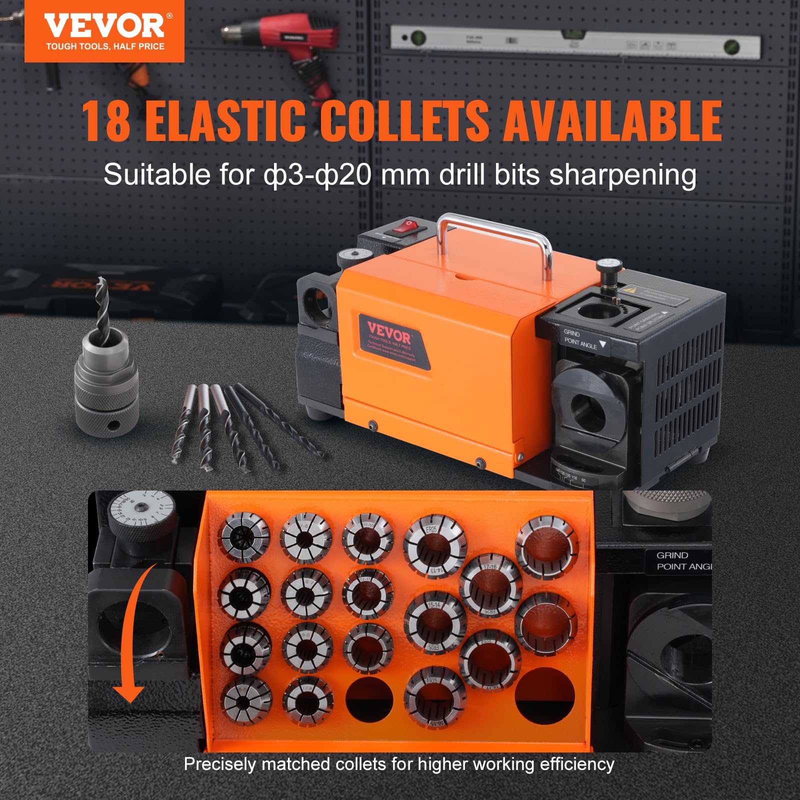Foto 2 | Afilador De Brocas Vevor Mr-20g  De 3 A 20 Mm  Con 18 Pinzas - Venta Internacional.
