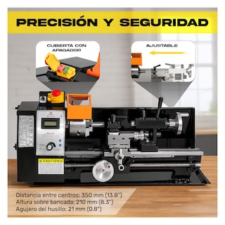 Foto 3 | Mini Torno Metal Velocidad Variable 2250rpm 8x14 Pulgadas Gutstark Home