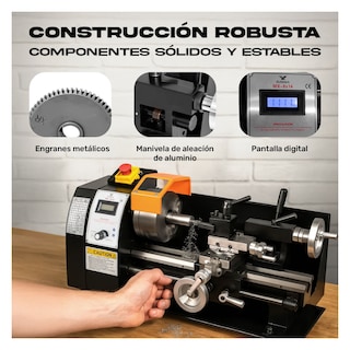 Foto 4 | Mini Torno Metal Velocidad Variable 2250rpm 8x14 Pulgadas Gutstark Home