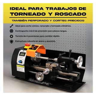 Foto 5 | Mini Torno Metal Velocidad Variable 2250rpm 8x14 Pulgadas Gutstark Home