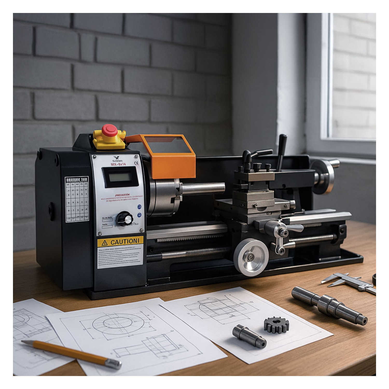 Foto 7 pulgar | Mini Torno Metal Velocidad Variable 2250rpm 8x14 Pulgadas Gutstark Home