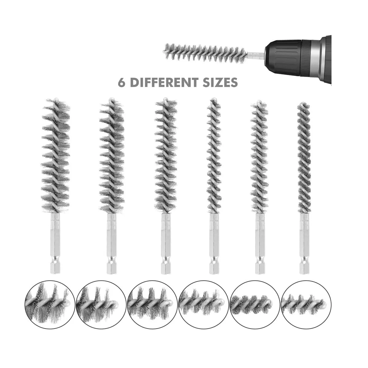 Foto 4 pulgar | Herramientas De Pulido De Metal Cepillo De Alambre Para 6pcs Eo Safe Imports Esi-17143 Plata