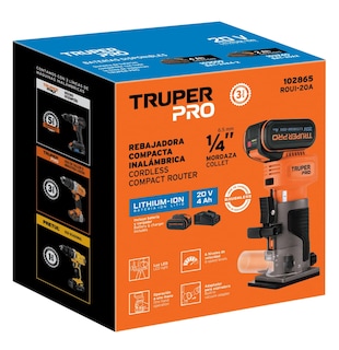 Foto 4 | Router (rebajadora) Compacta Inalambrica 1/4'' 1 Batería 4 Ah Truper Pro