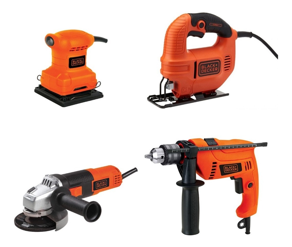 Combo Sierra de Calar 7/8/ Lijadora/ Esmeriladora/ Taladora Batería Black & Decker Multicolor