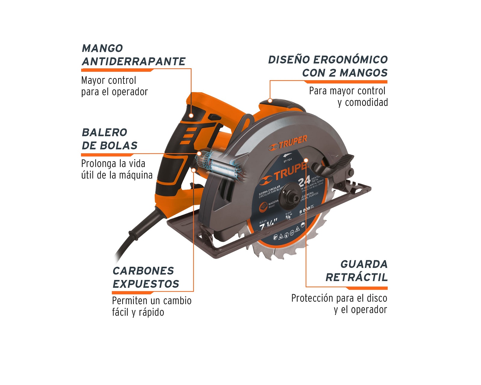 Foto 3 pulgar | Sierra Circular de Corte 7-1/4'' 1500 W Profesional Truper