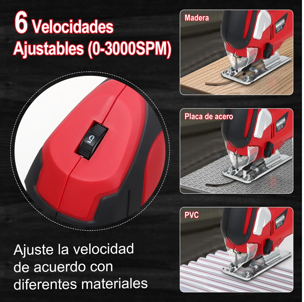 Foto 4 pulgar | Sierra Caladora 850w 6 Velocidad Eo Safe Imports Esi-639 Rojo