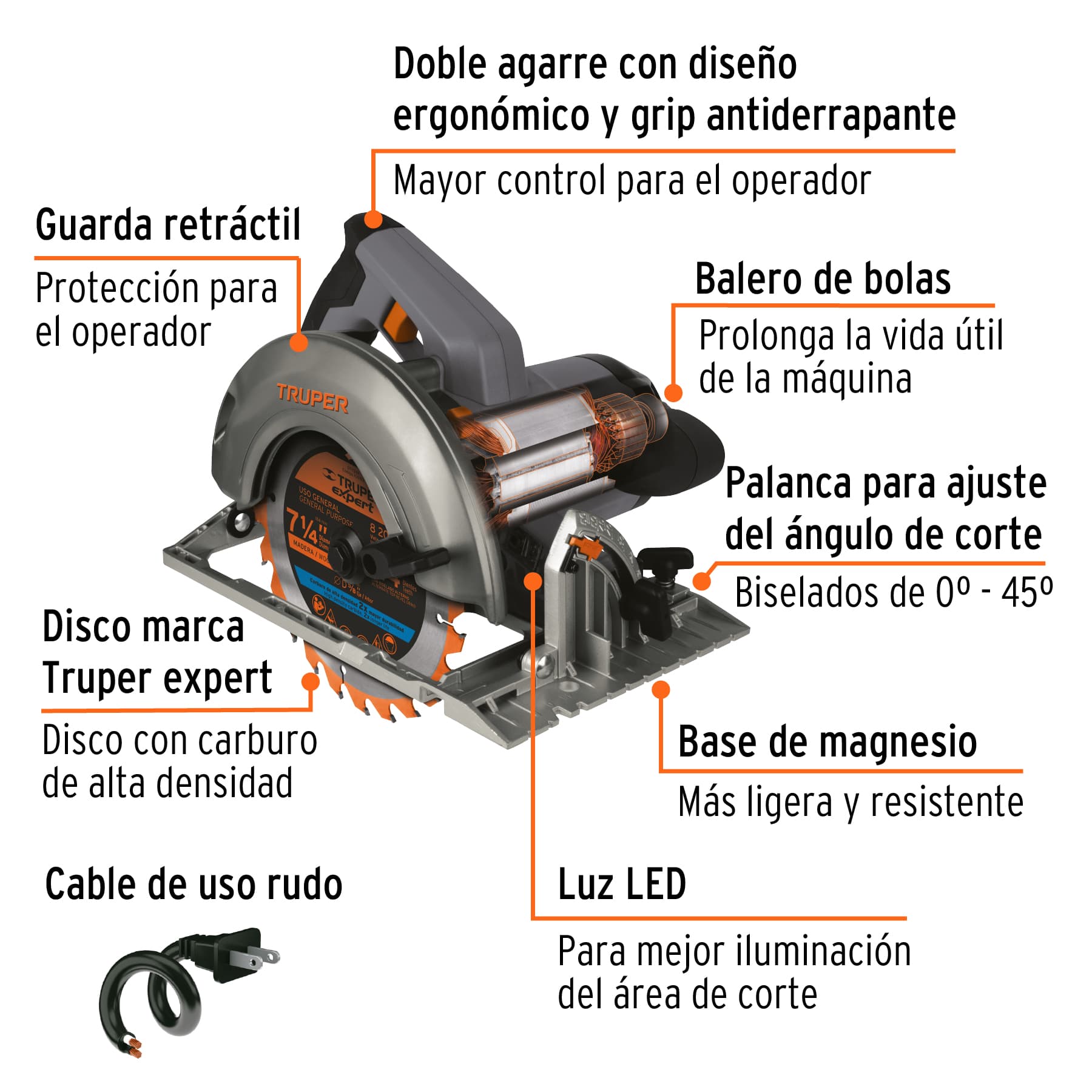 Foto 3 | Sierra Circular Truper SICI-7-1/4N4 color Gris 7-1/4 Pulgadas 1800 W