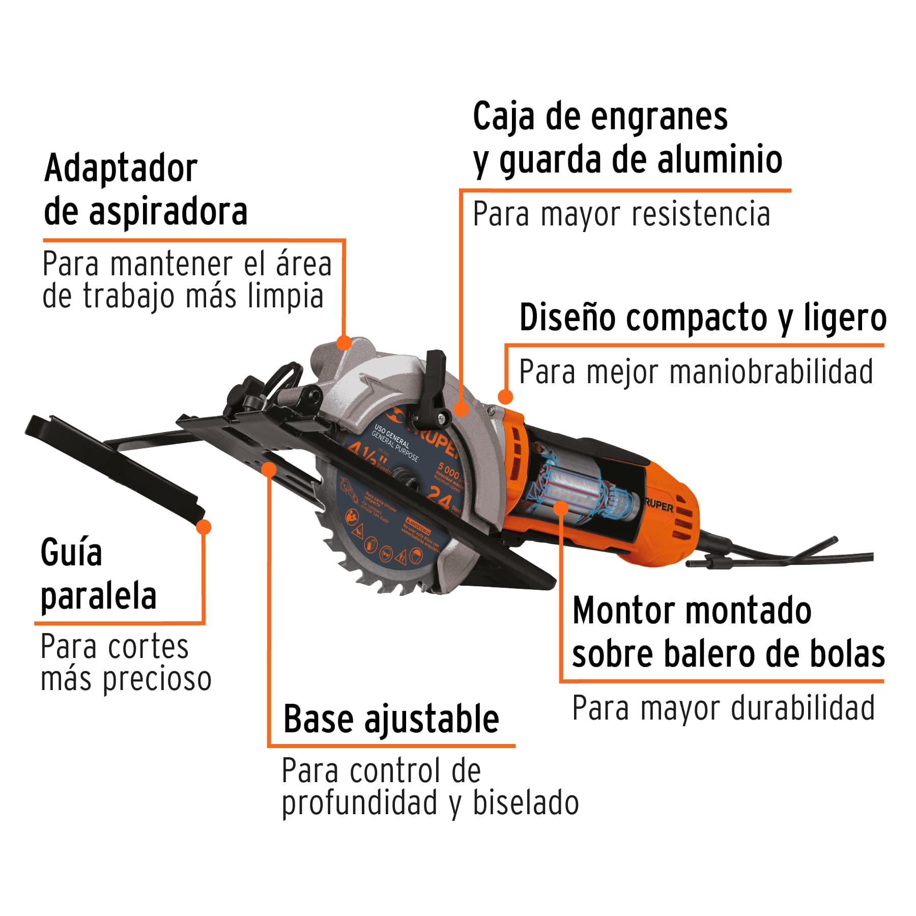 Foto 4 pulgar | Sierra Circular Compacta Truper SICI-4-1/2A color Naranja 4-1/2 Pulgadas 420 W