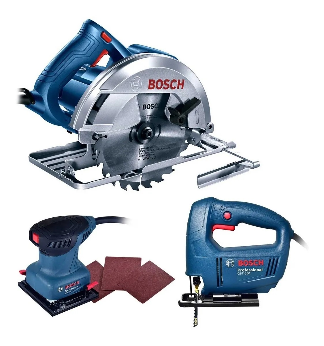 Sierra Circular GKS 150, Sierra Caladora GST 65  y Lijadora GSS 140 Bosch 3140