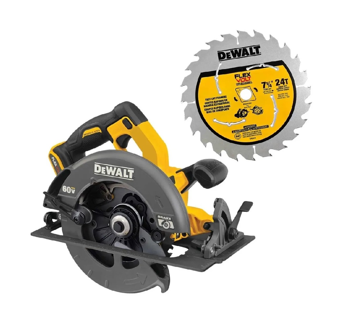 Sierra Circular Brushless DeWALT DCS578B-B3 color Amarillo sin Batería