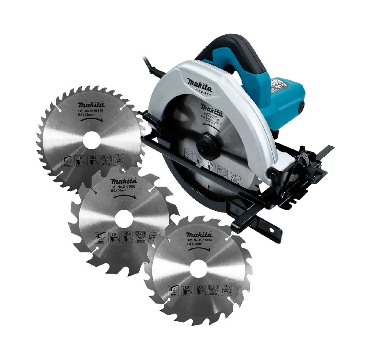 Sierra Circular MAKITA MT M5801B color Azul  7 1/4 " 1020 W más 3 Discos