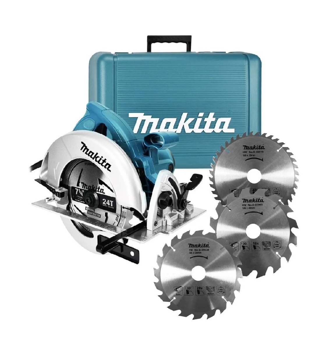 Sierra Circular Makita 5007nk De 7 1/4 Pulg + 3 Discos color Azul