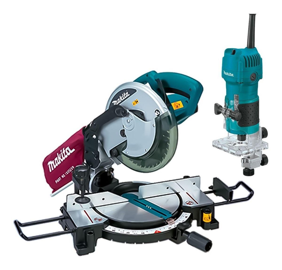 Kit Makita De Sierra Inglete Mls100 De 10 Pulgadas + Router