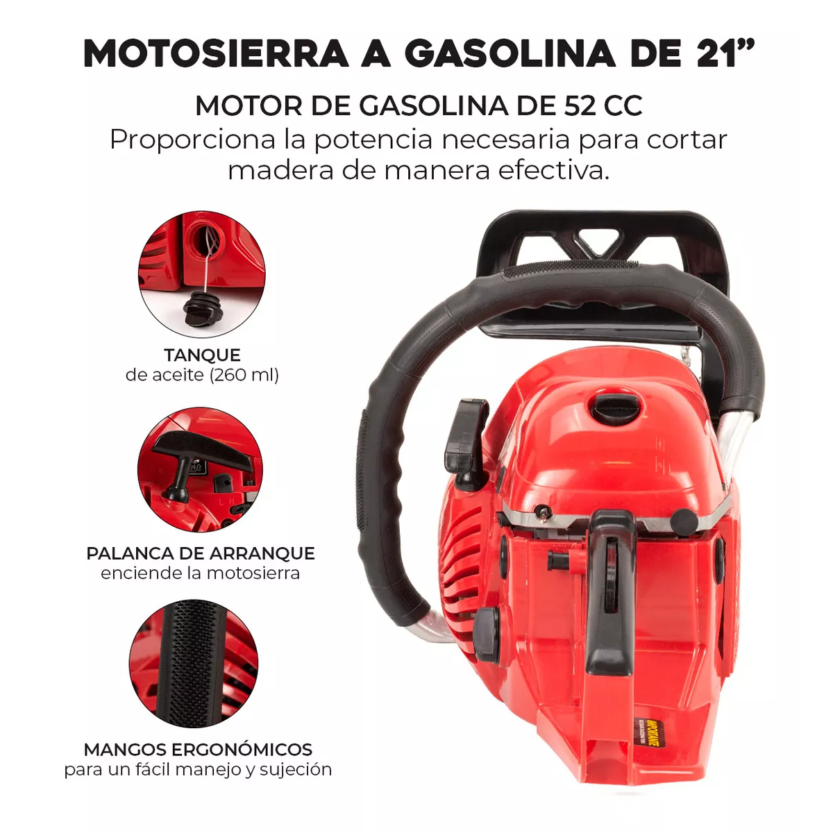 Foto 4 pulgar | Motosierra Leñera a Gasolina 21 Pulgadas Eo Safe Imports ESI-15148 Roja