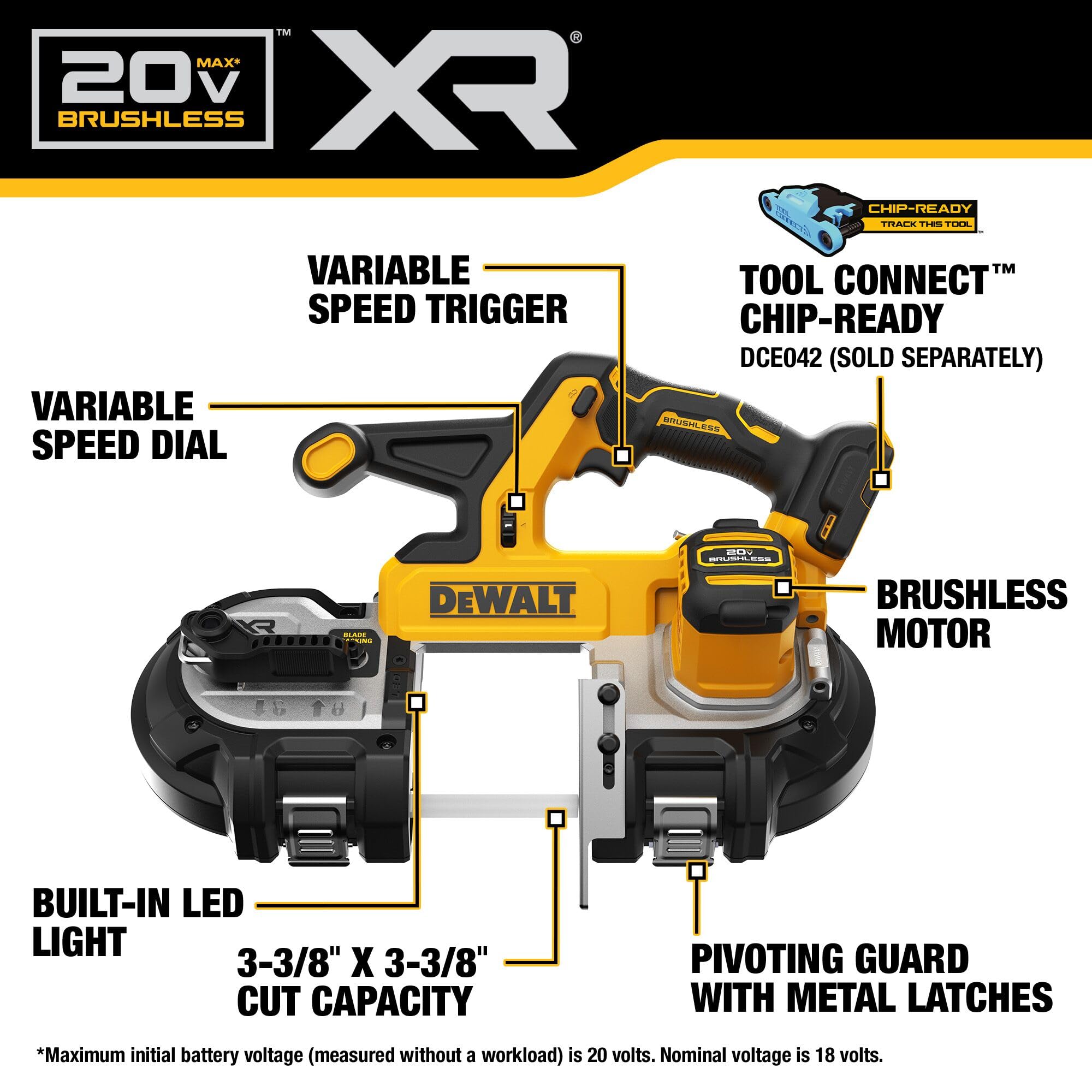 Foto 4 pulgar | Sierra De Cinta Dewalt 20v Max Xr Dcs378b Portátil Inalámbrica Con Corte De 8,57 Cm - Venta Internacional.