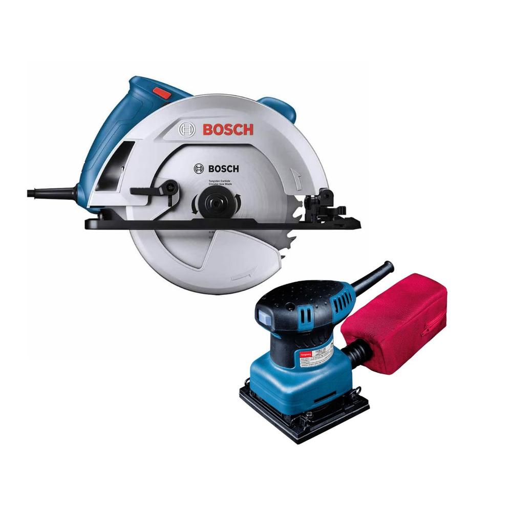 Sierra Circular Bosch Gks130 + Lijadora Orbital Dc 1/4 Hoja