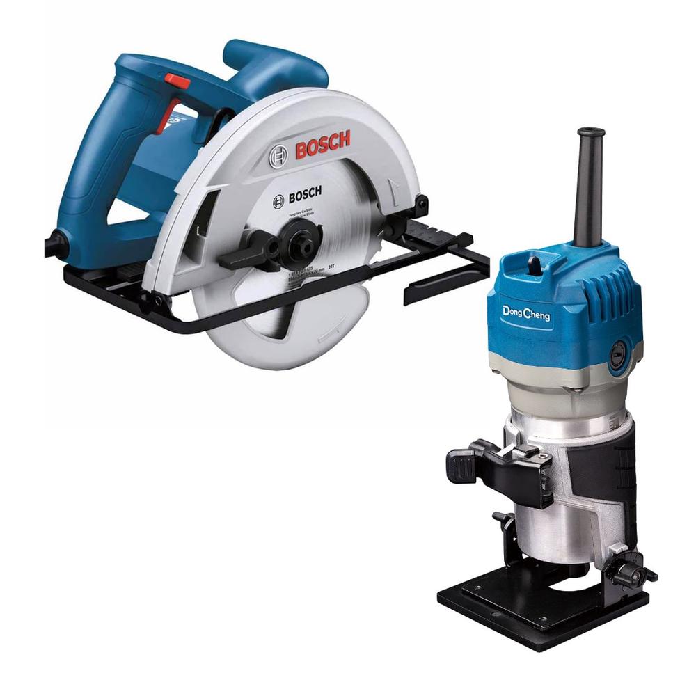 Foto 1 | Sierra Circular Bosch Gks130 + Router Indust. Dc 1/4´ 550w