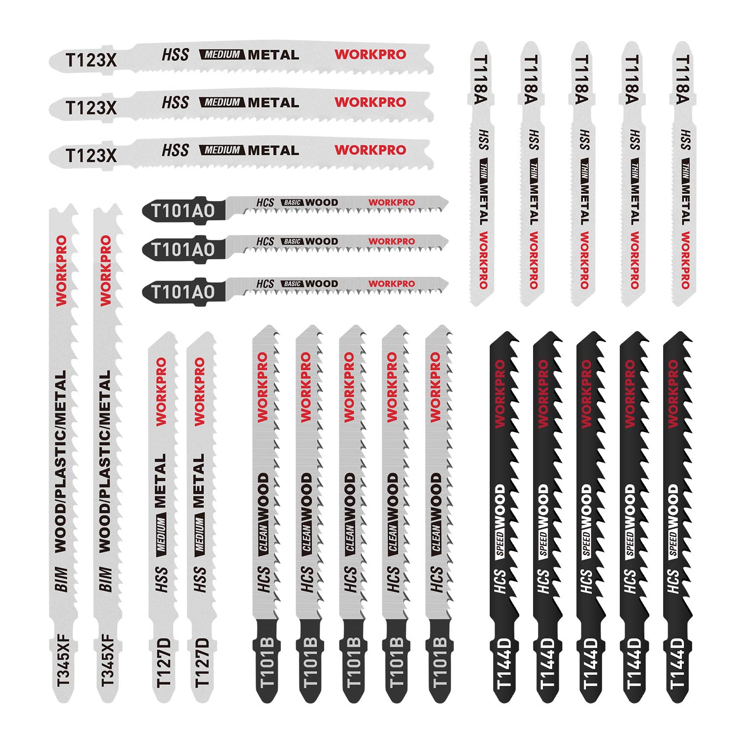 Juego De Hojas De Sierra Caladora Workpro De 25 Piezas Con Estuche De Almacenamiento Hcs/hss/bim - Venta Internacional. $653