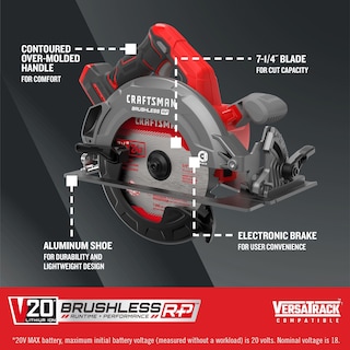 Foto 2 | Sierra Circular Craftsman V20 Rp Inalámbrica, Herramienta Desnuda De 7-1/4 Pulgadas - Venta Internacional.