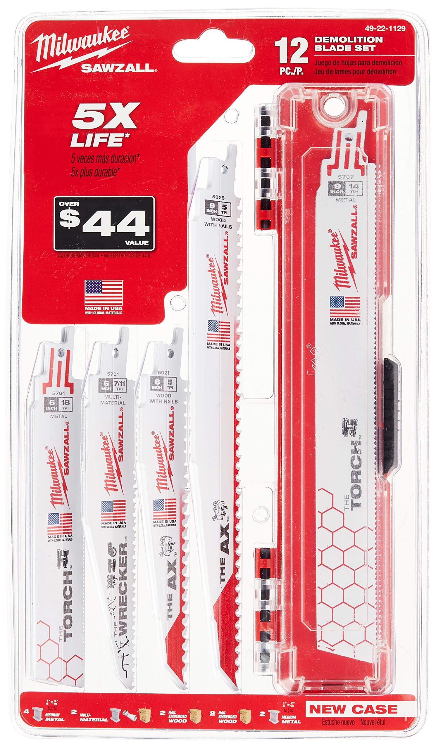 Foto 3 pulgar | Juego De Hojas De Sierra Recíproca Milwaukee 49-22-1129, 12 Unidades - Venta Internacional.