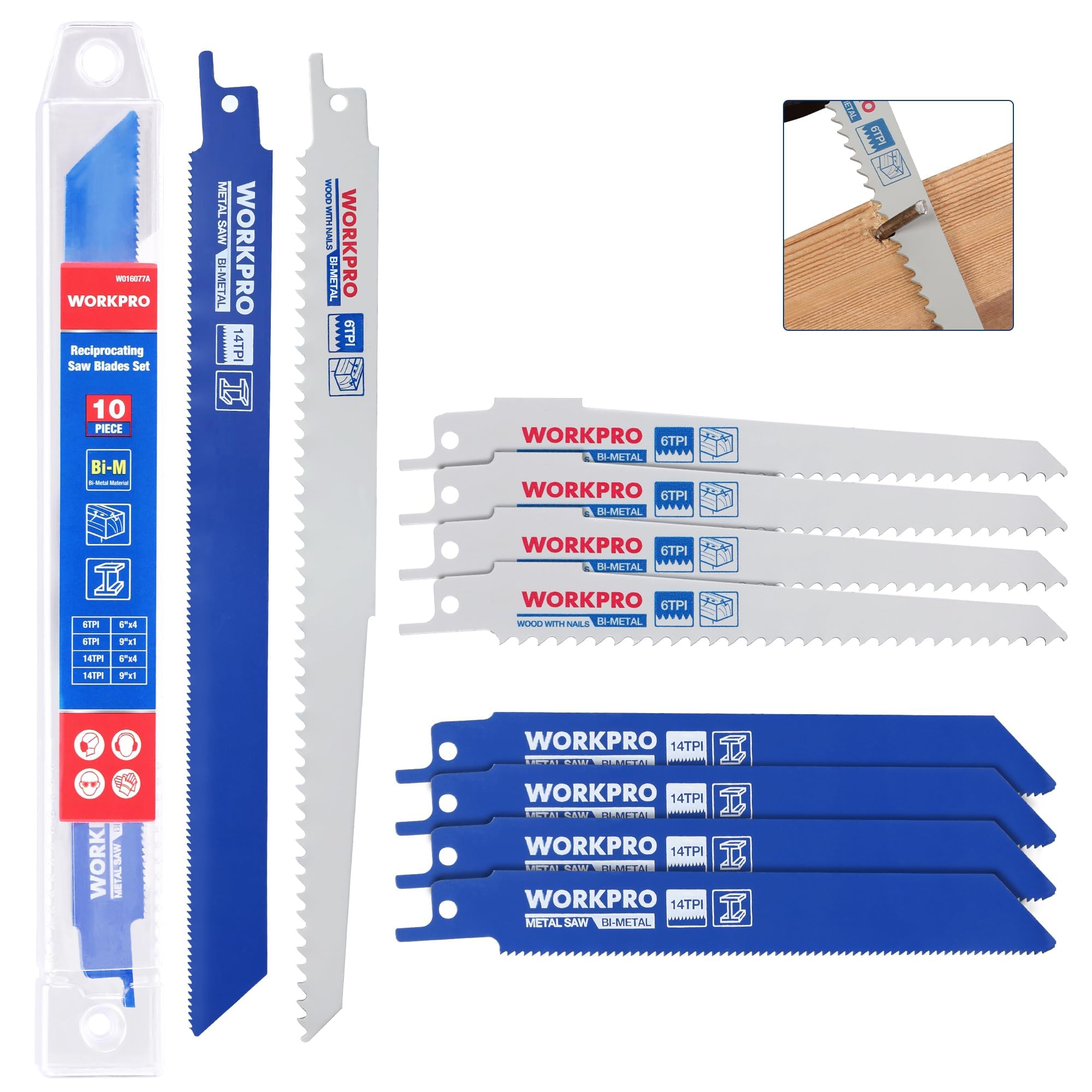 Foto 1 | Juego De Hojas De Sierra Recíproca Workpro De 10 Piezas Para Metal Y Madera - Venta Internacional.