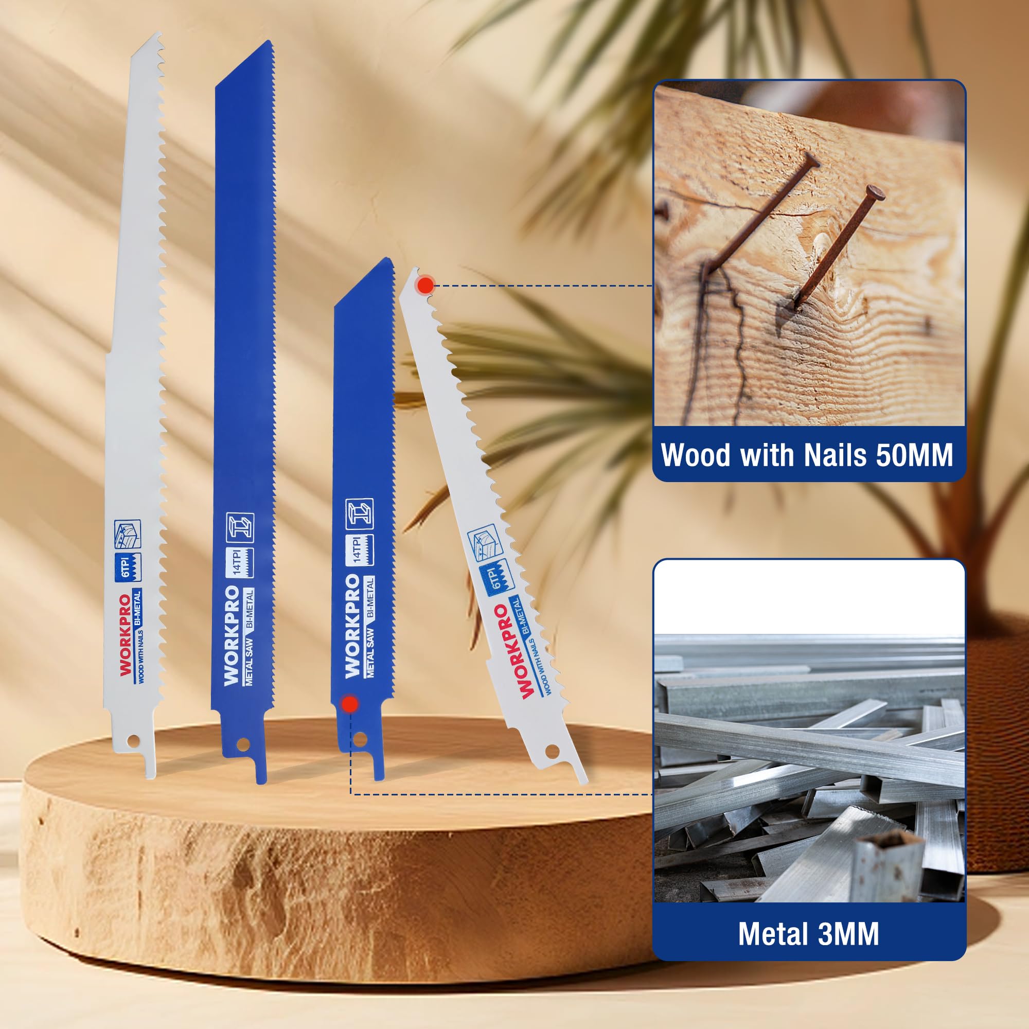 Foto 4 pulgar | Juego De Hojas De Sierra Recíproca Workpro De 10 Piezas Para Metal Y Madera - Venta Internacional.