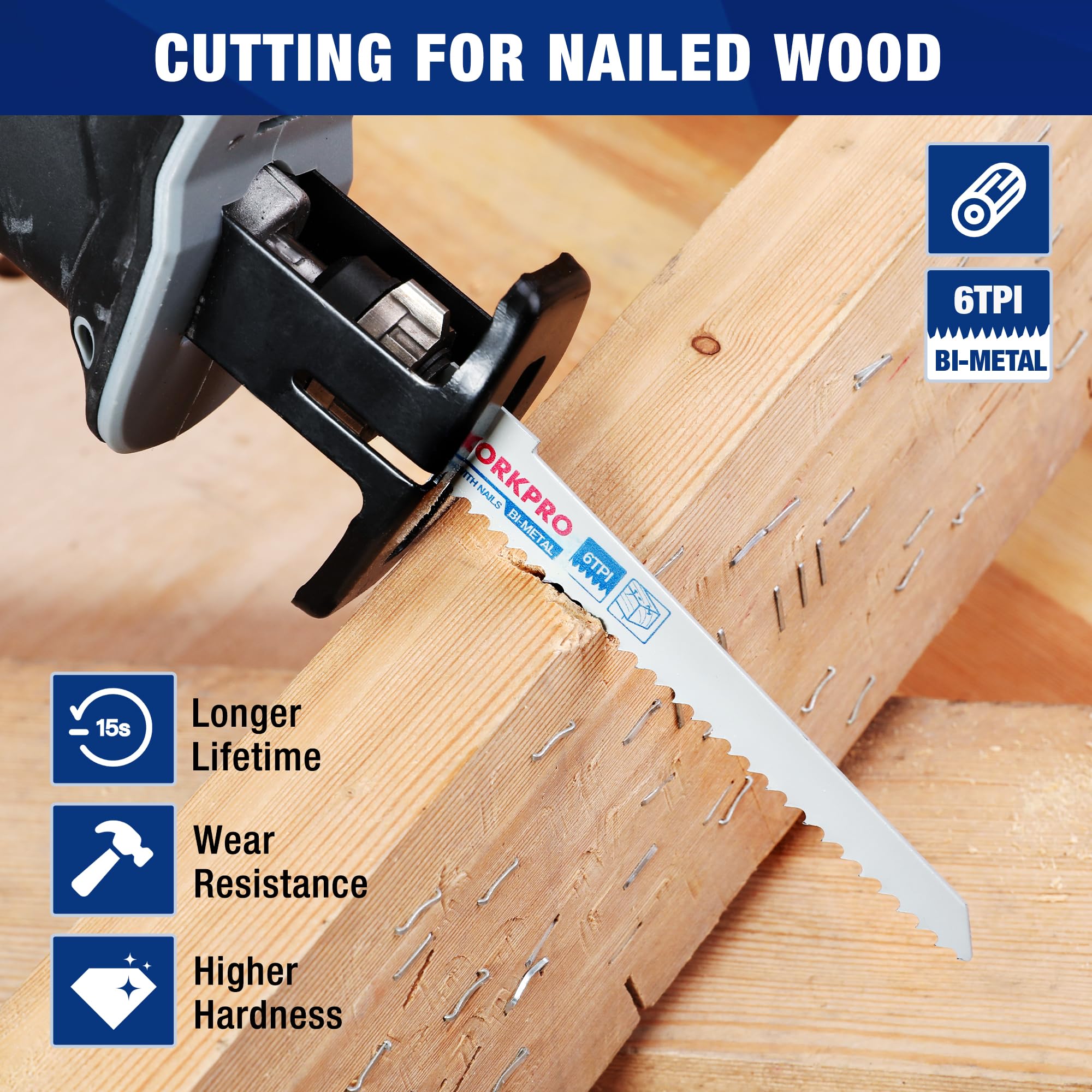 Foto 4 | Juego De Hojas De Sierra Recíproca Workpro De 10 Piezas Para Metal Y Madera - Venta Internacional.