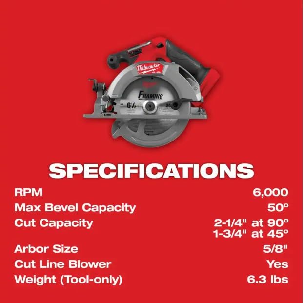 Foto 4 pulgar | Sierra Circular Milwaukee M18 Fuel 18v Litio-ion 2833-20 6-1/2 Pulgadas - Venta Internacional.