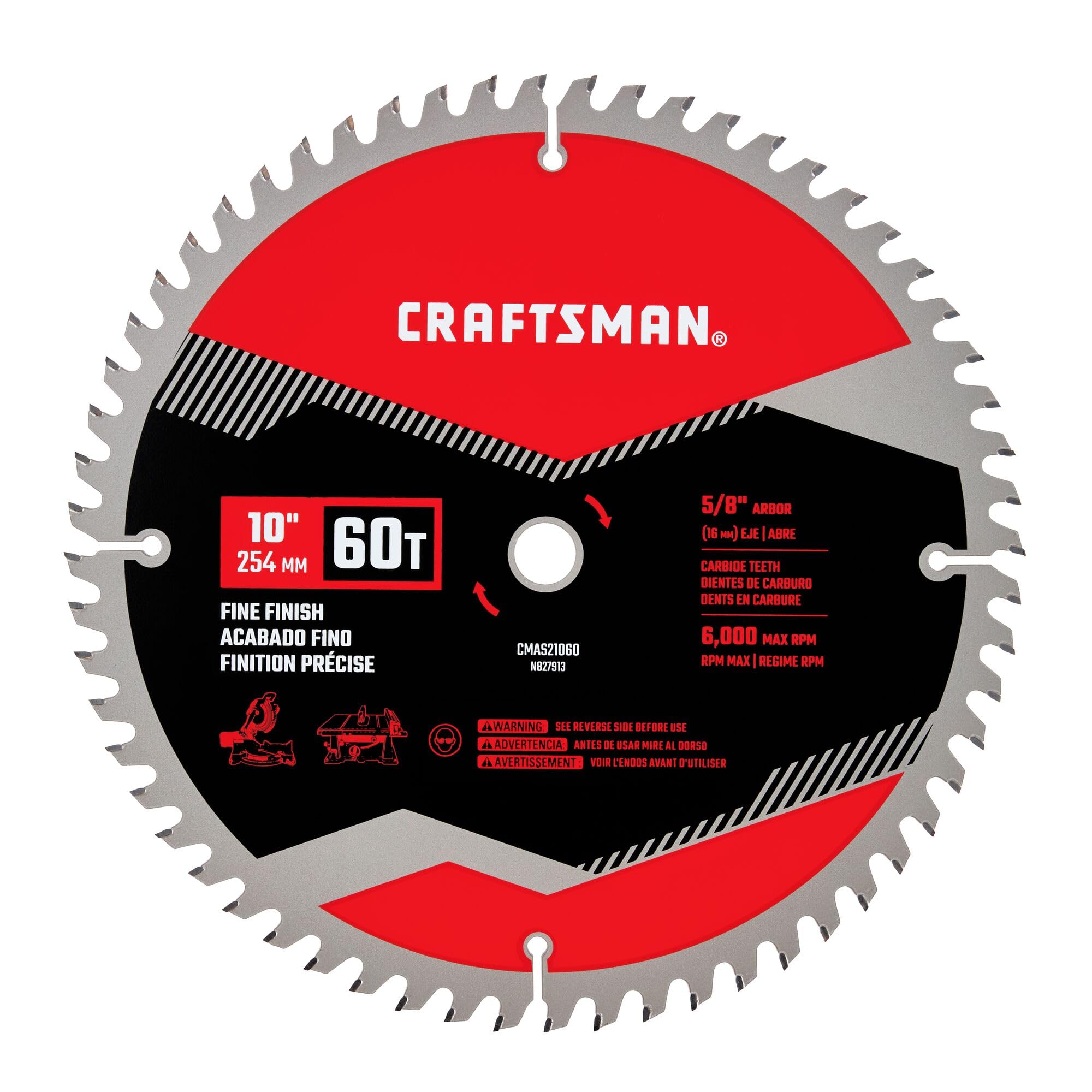 Hoja De Sierra De Mesa Craftsman Cmas21060, 60 Dientes, 10 Pulgadas - Venta Internacional.
