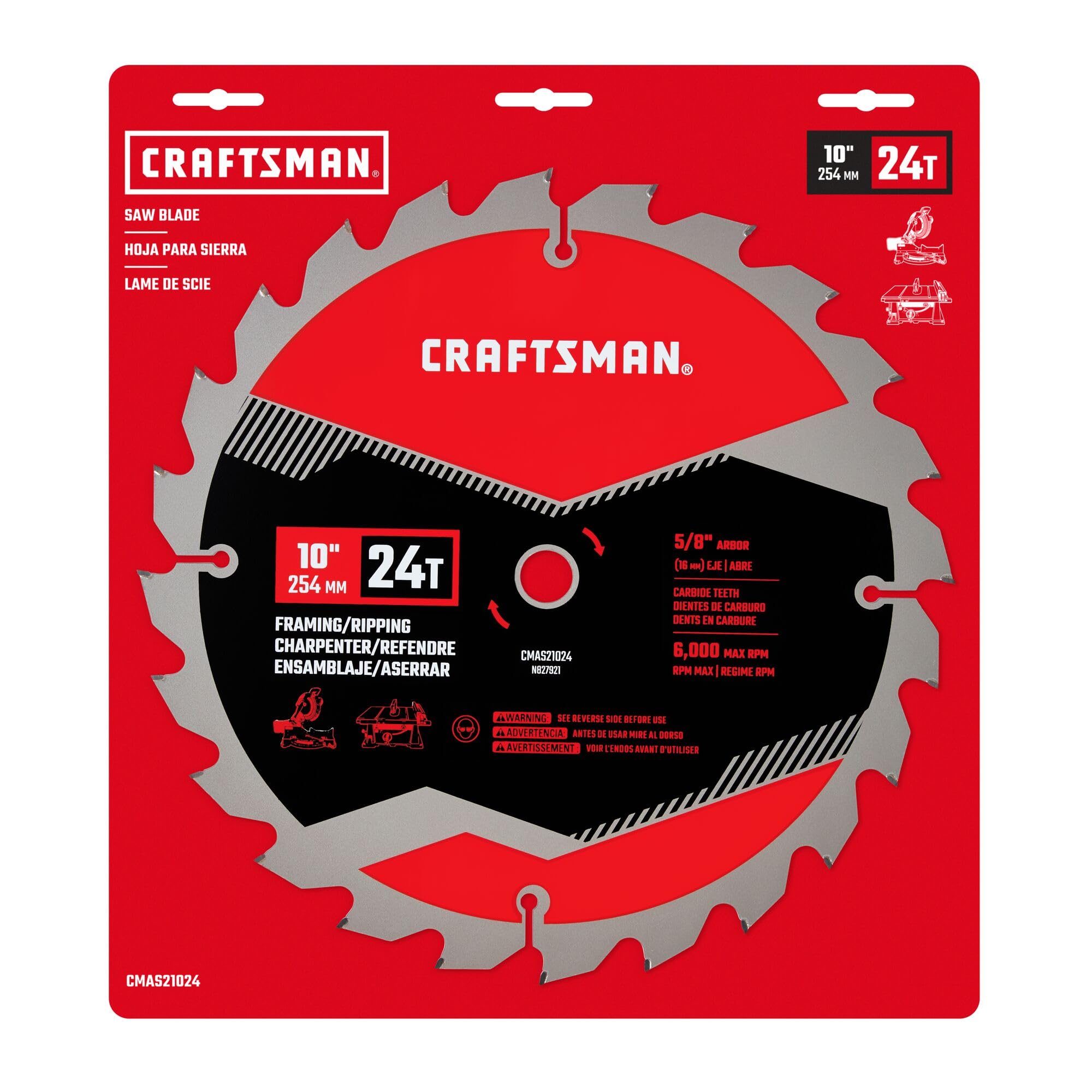 Foto 4 | Hoja De Sierra Craftsman Cmas21024 24t, 10 Pulgadas, Para Enmarcar/rasgar - Venta Internacional.