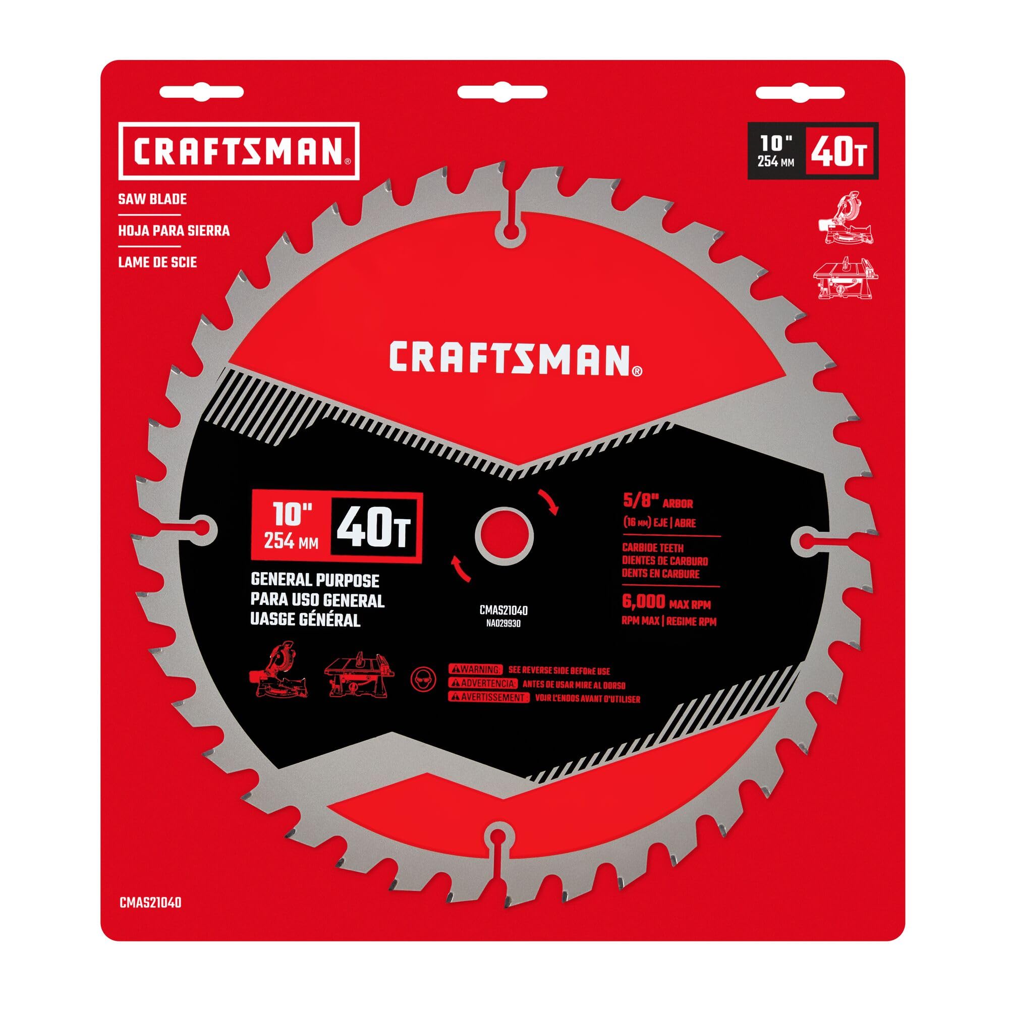 Foto 4 | Hoja De Sierra Circular Craftsman Cmas21040 40t 25,4 Mm De Carburo - Venta Internacional.