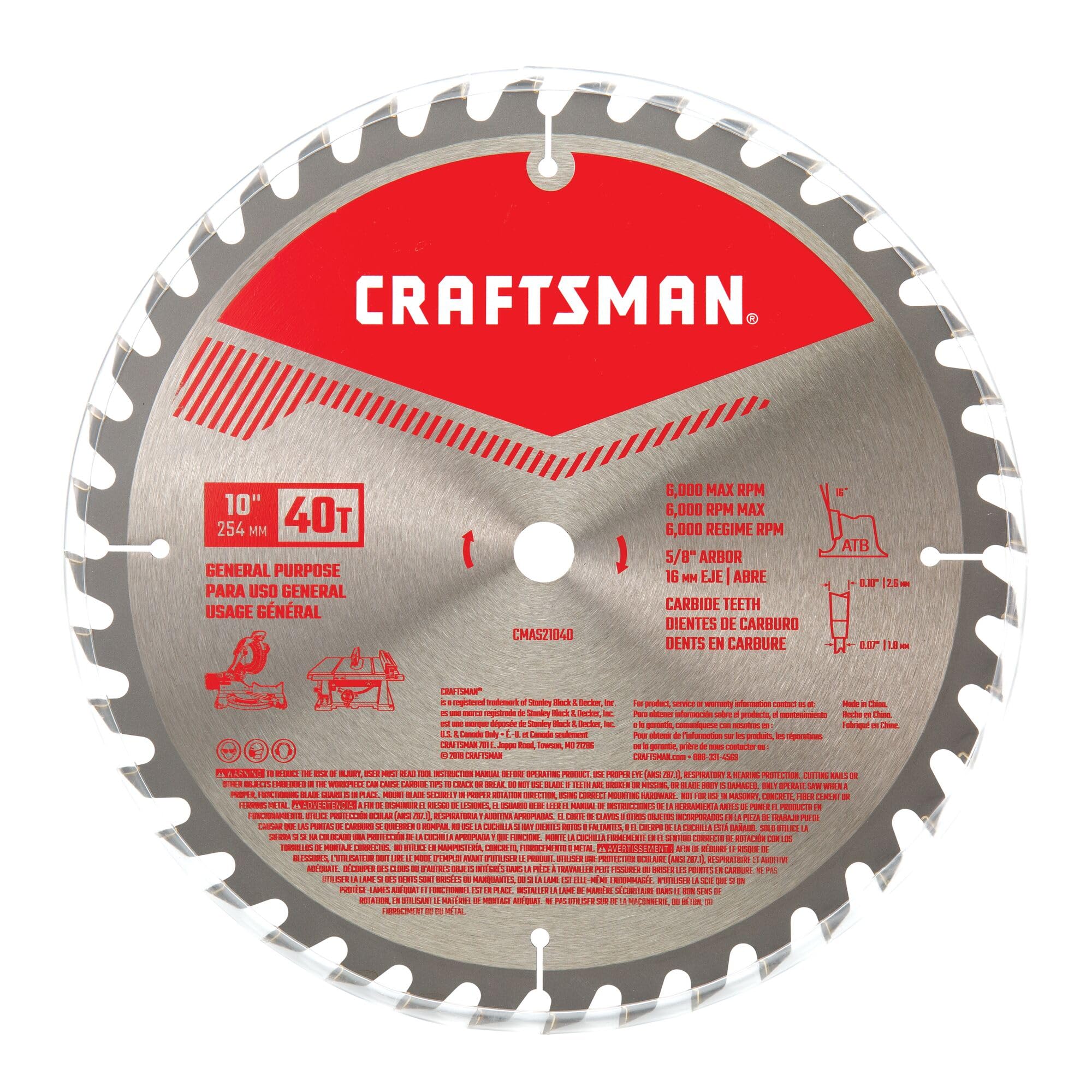 Foto 6 pulgar | Hoja De Sierra Circular Craftsman Cmas21040 40t 25,4 Mm De Carburo - Venta Internacional.