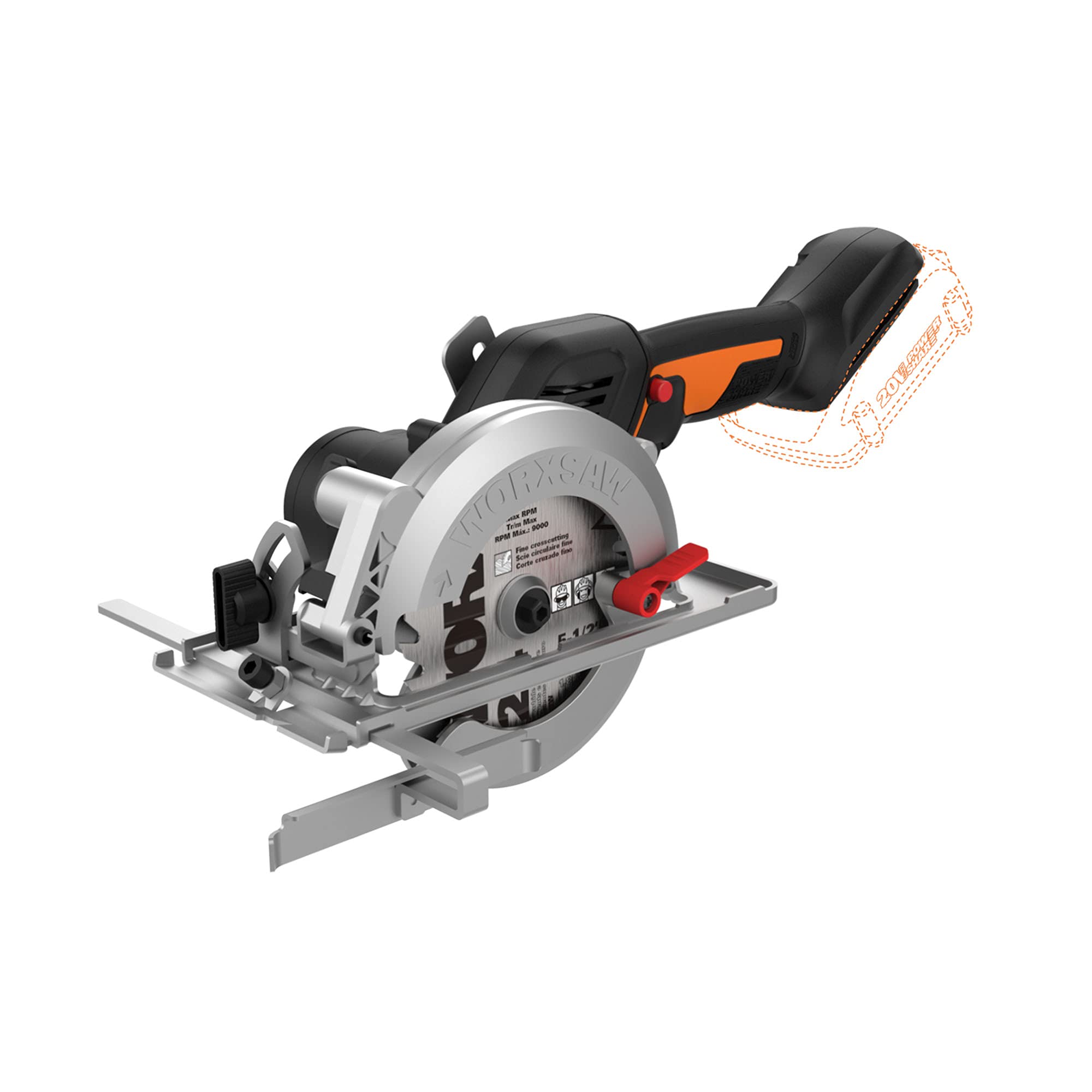 Sierra Circular Worx Wx531l.9, 20 V, Power Share, 4,5 Pulgadas, Compacta - Venta Internacional.