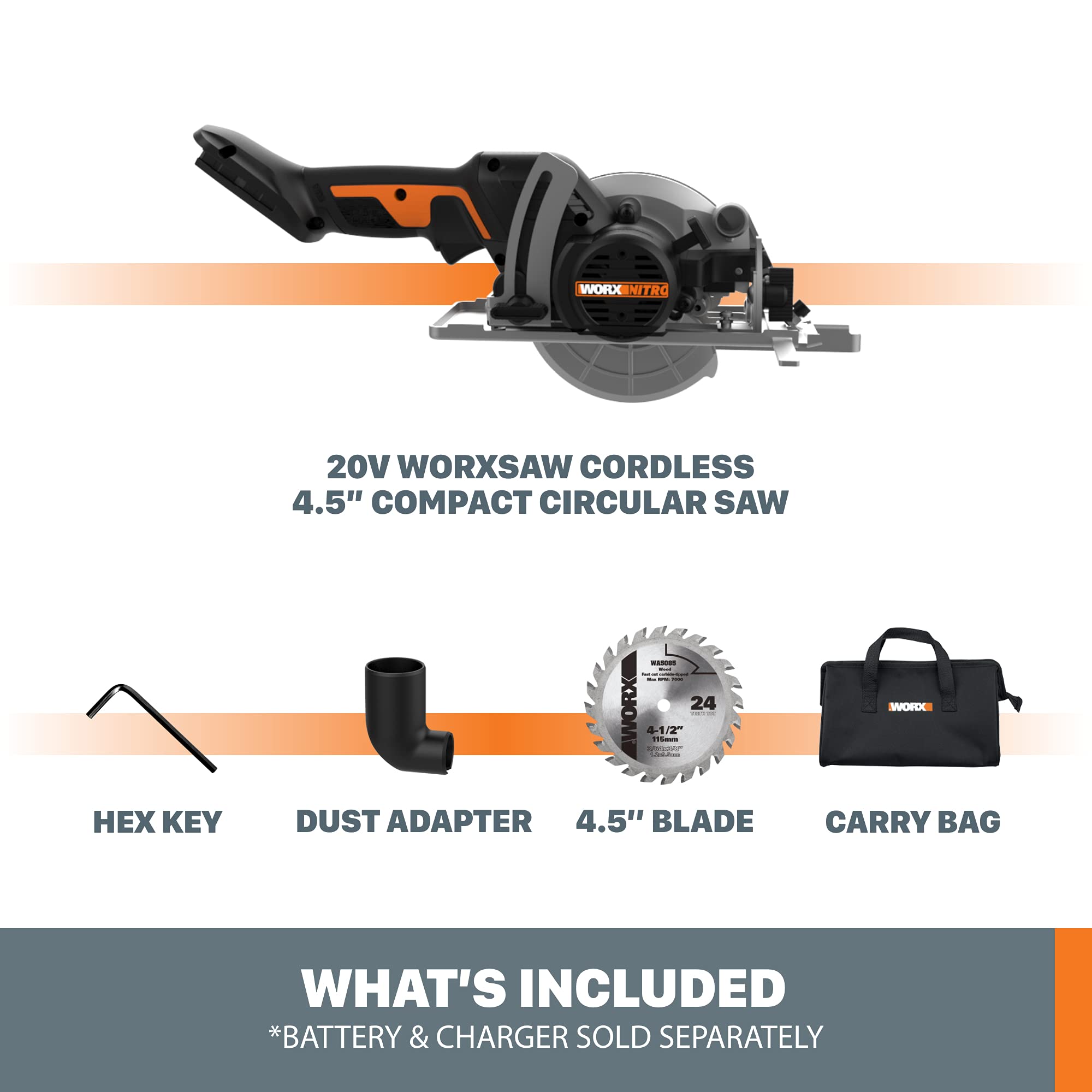 Foto 6 | Sierra Circular Worx Wx531l.9, 20 V, Power Share, 4,5 Pulgadas, Compacta - Venta Internacional.