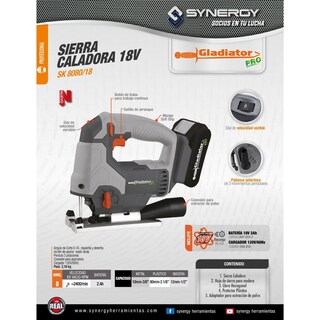 Foto 5 | Sierra Caladora Gladiator Sk 8080/18 C1 18 V