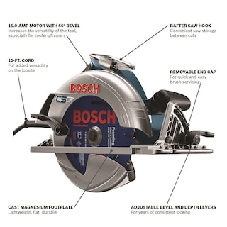 Foto 2 | Sierra Circular Bosch Cs10 15a, 120 V, 56°, Bisel, Hoja De 7-1/4 Pulgadas - Venta Internacional.