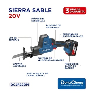 Foto 4 | Sierra Sable Industrial 20v Dongcheng + 2 Bat 4.0, 6.0ah