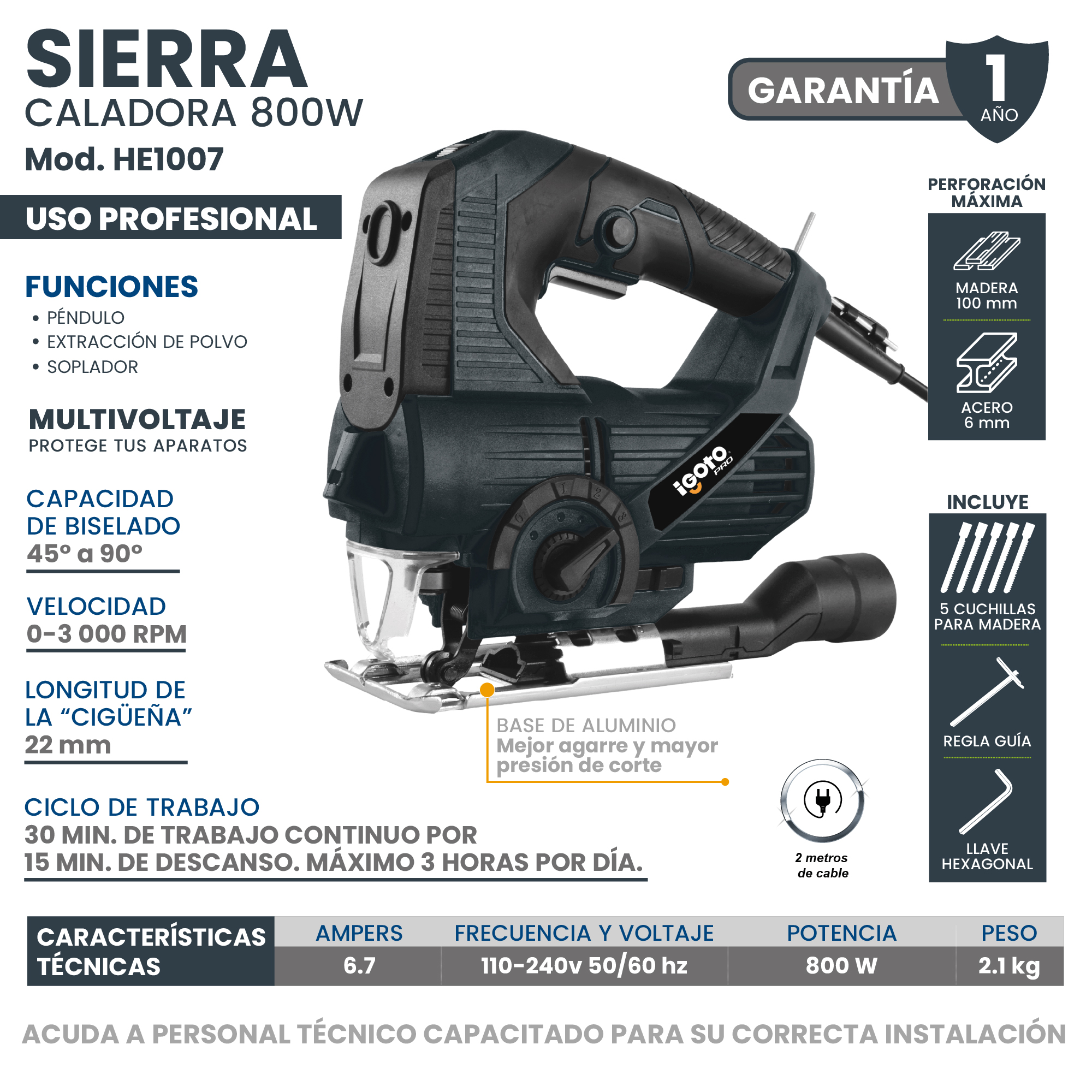 Foto 7 | Sierra Caladora 800 W Con 5 Sierras Luz Led