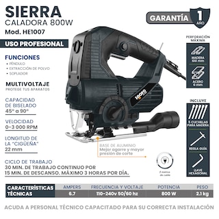 Foto 7 | Sierra Caladora 800 W Con 5 Sierras Luz Led
