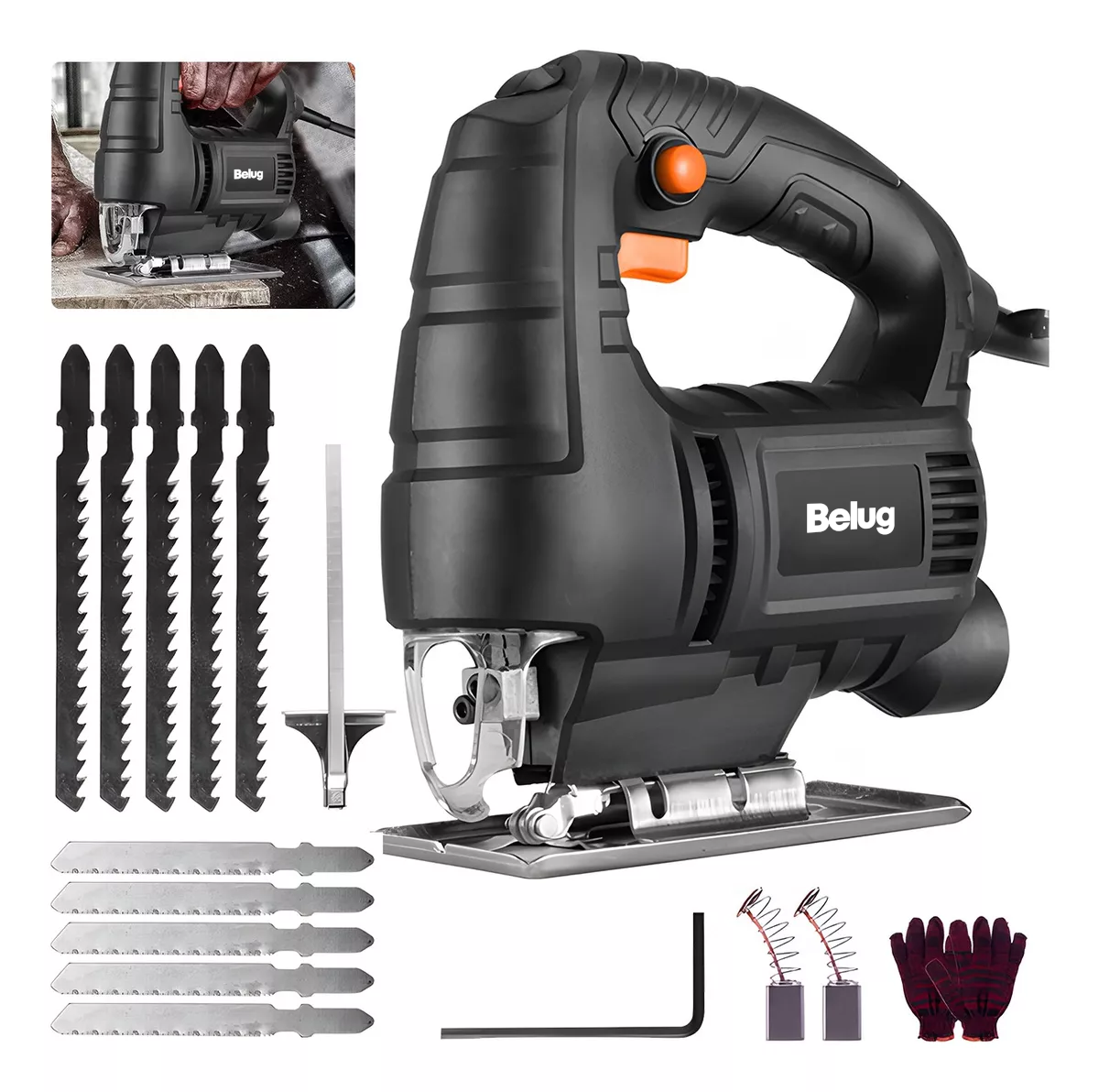 Foto 1 | Sierra Caladora Profesional 6 Vel 2800 Rpm De Madera, Metal Negro Belug