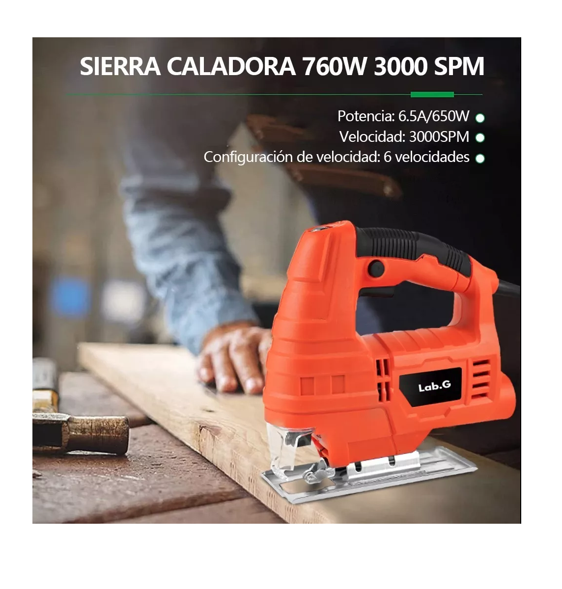Foto 3 pulgar | Sierra Caladora Profesional 760w + 16 Accesorios Con Estuche, Negro/naranja