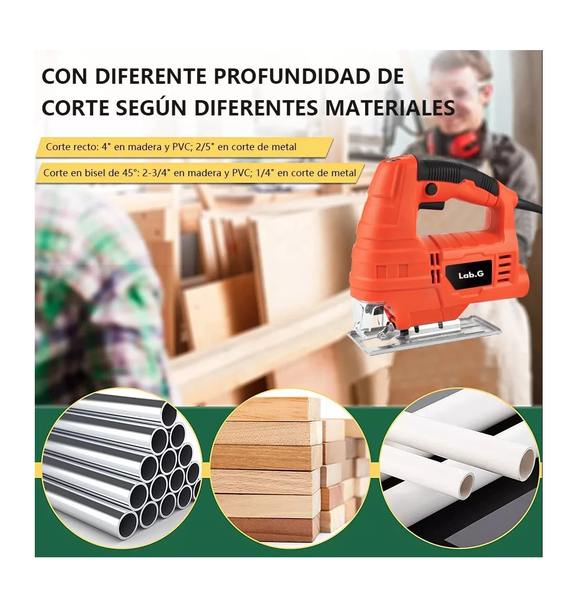 Foto 4 pulgar | Sierra Caladora Profesional 760w + 16 Accesorios Con Estuche, Negro/naranja