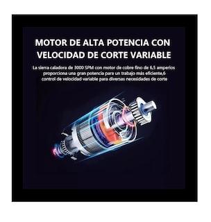 Foto 5 | Sierra Caladora Profesional 760w + 16 Accesorios Con Estuche, Negro/naranja