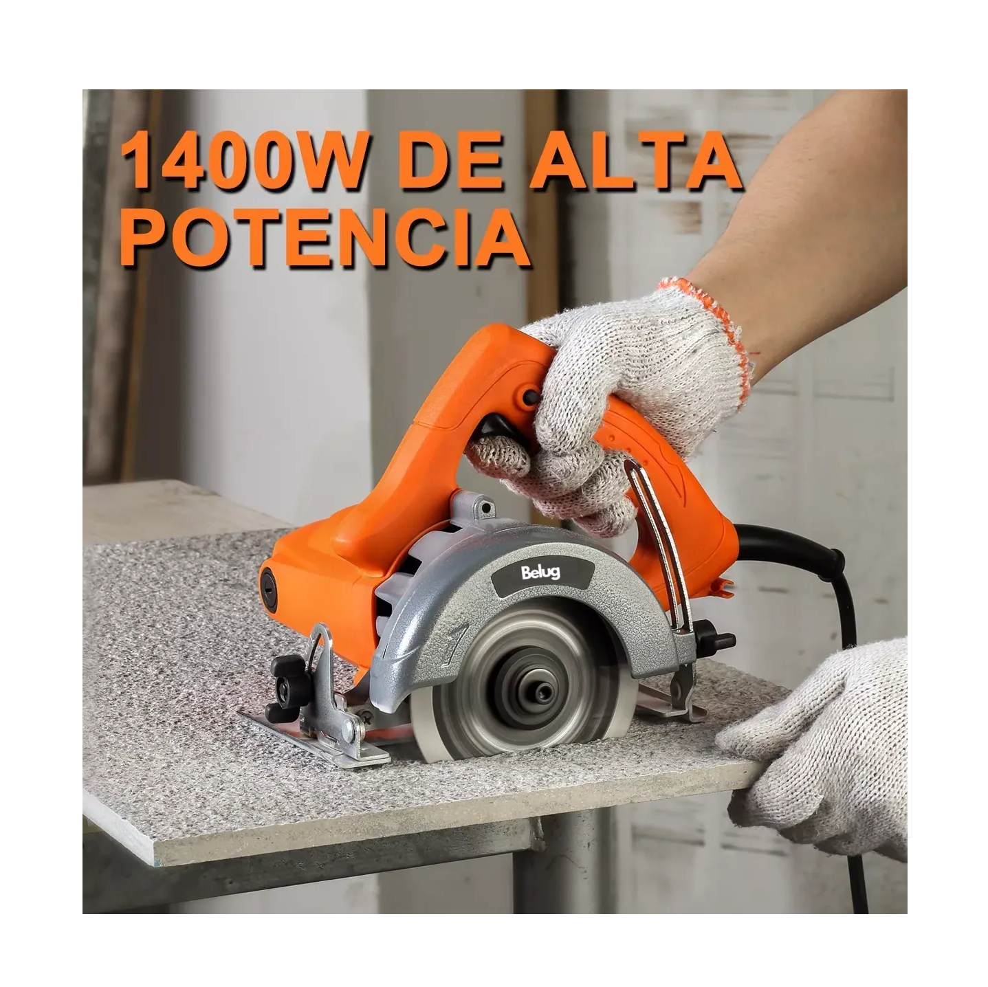Foto 5 pulgar | Cortadora Belug Para Mármol Azulejo Porcelanato 1400w Naranja/negro