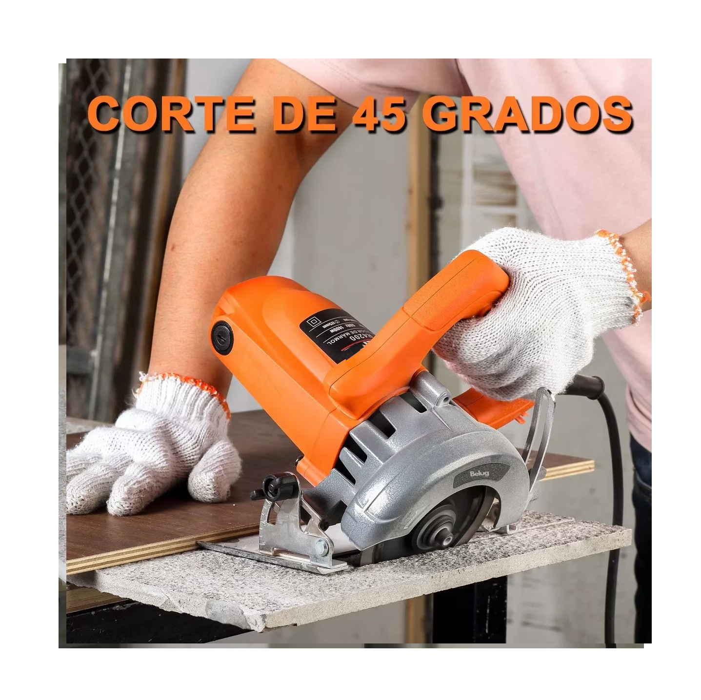 Foto 6 pulgar | Cortadora Belug Para Mármol Azulejo Porcelanato 1400w Naranja/negro