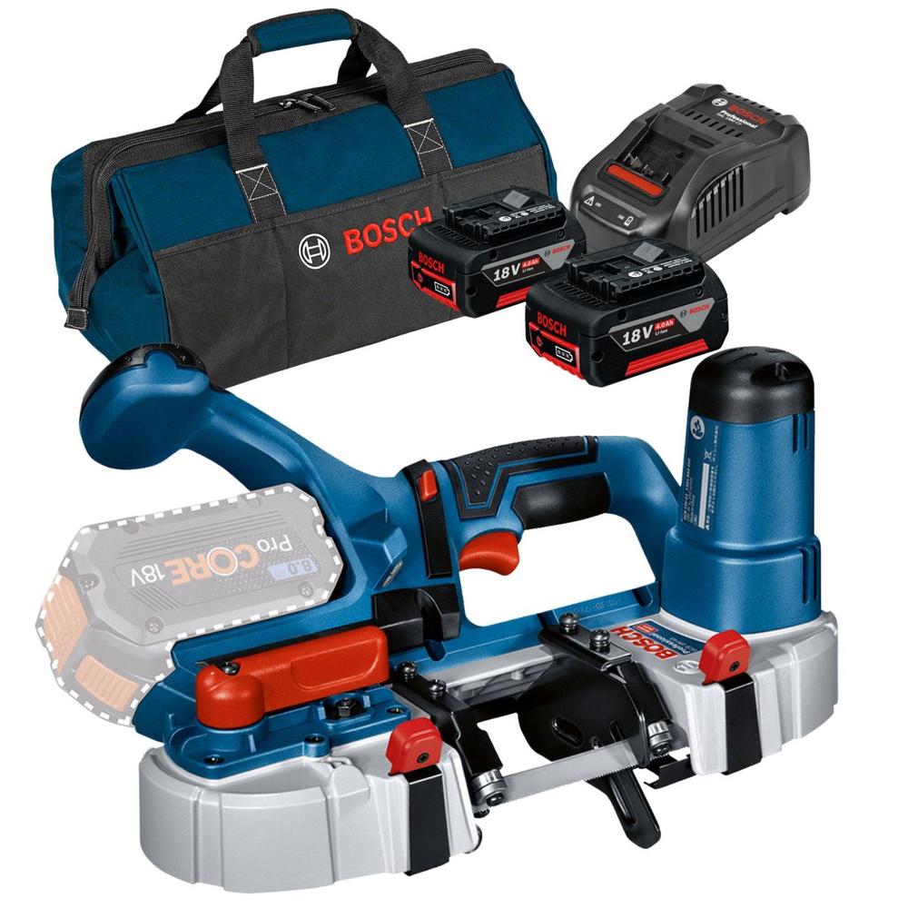 Sierra De Cinta Bosch Gcb 18v-63 + 2 Baterías Gba 18v 4.0 Ah