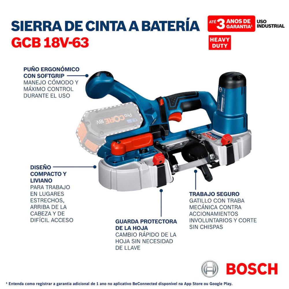 Foto 9 pulgar | Sierra De Cinta Bosch Gcb 18v-63 + 2 Baterías Gba 18v 4.0 Ah